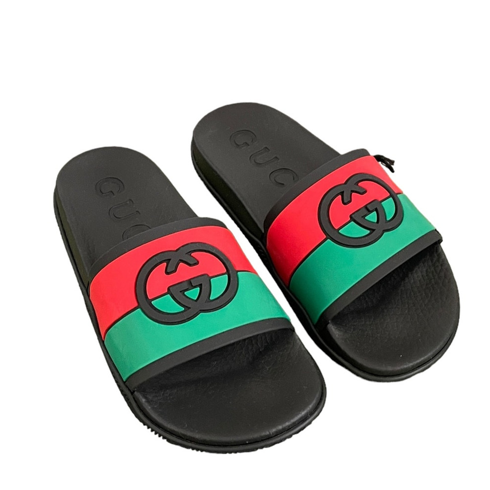 GUCCI Women's Interlocking G Slide Sandal Black Red Green Size 37 NEW - Picture 5 of 15